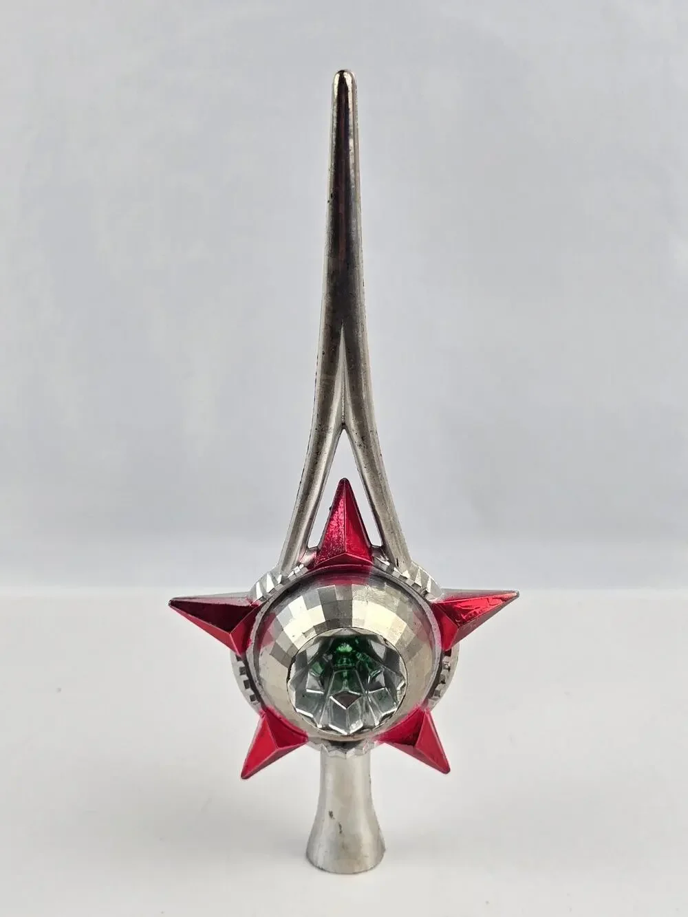 Christmas Tree Topper Plastic Unbreakable Finial Silver Green Pink 9.5